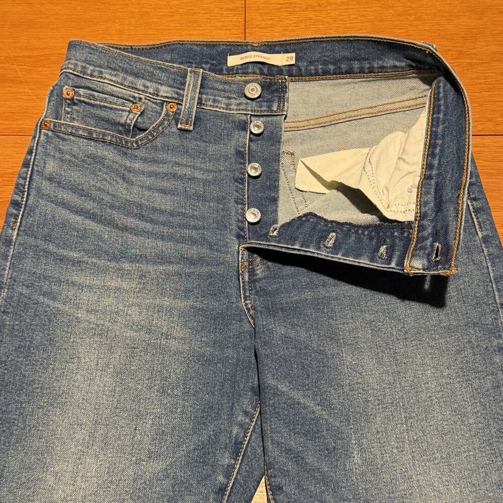 Levi's Wedgie Straight Jeans Women’s 29 Blue Med Wash High Rise Crop 29x28 Denim